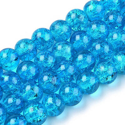 Spray Painted Crackle Transparent Glass Beads Strands