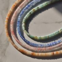 Rondelle Gemstone Beaded Necklace, Dainty Disc Gemstone Beaded Necklace, Waterproof Crystal Beaded Choker, Gold-Filled, Stain...