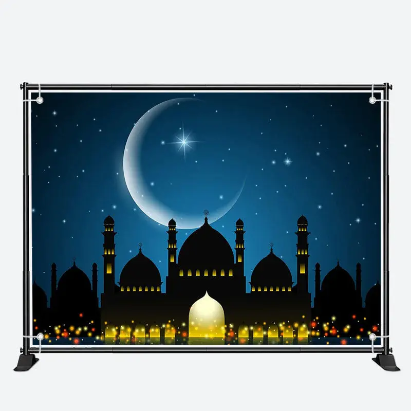 Night Moon Shadow Palace Firefly Ramadan Backdrop - Aperturee