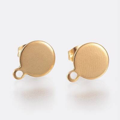 Ion Plating(IP) 304 Stainless Steel Stud Earring Findings