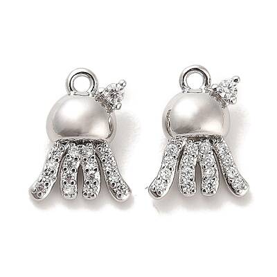 Brass Micro Pave Clear Cubic Zirconia Charms