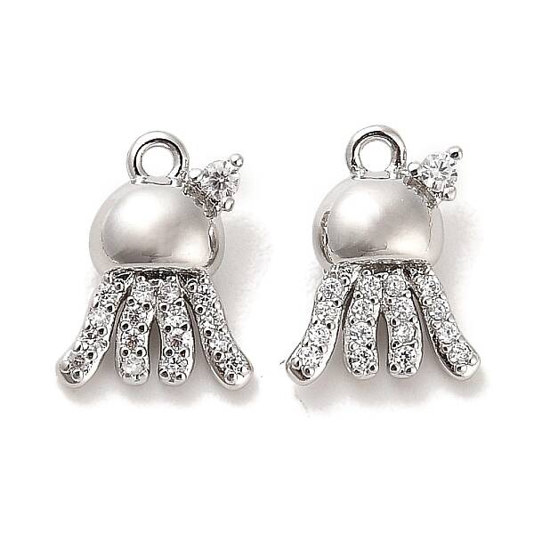 Brass Micro Pave Clear Cubic Zirconia Charms