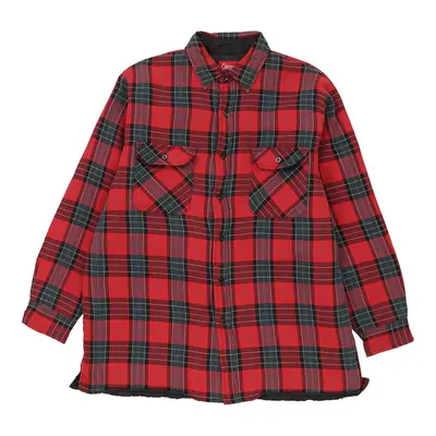 Coleman Checked Overshirt - Large Red Cotton Blend