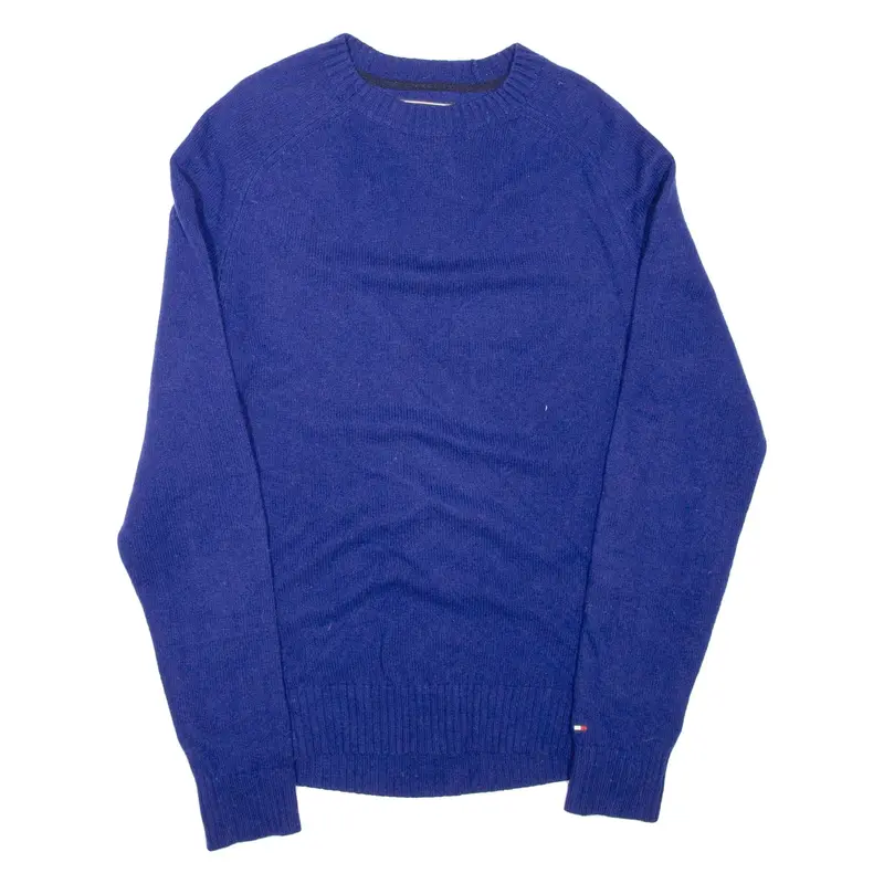 TOMMY HILFIGER Mens Jumper Blue Tight Knit Wool M