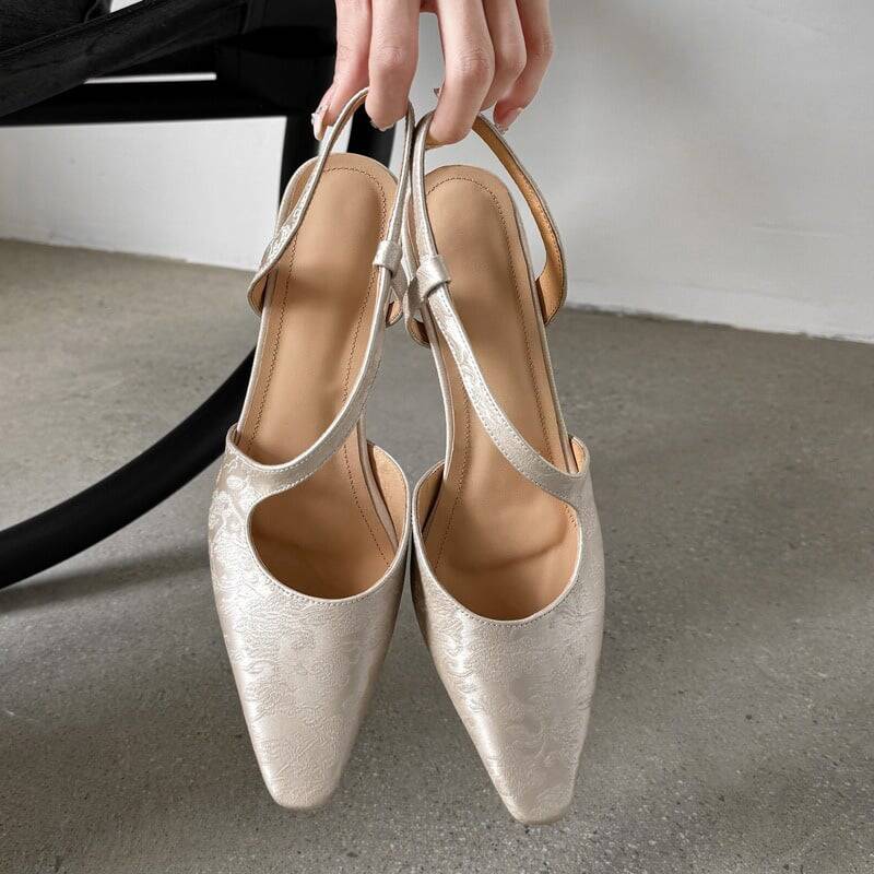 CHIKO Xilda Square Toe Kitten Heels Slingback Shoes