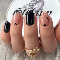Short Oval Fake Nail, 24pcs/set Press on Nails with Nail File & Tape, Removable Nail Art Artificial Full Cover, Women Girls D...