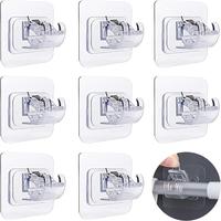 8PCS No Drill Curtain Rod Brackets No Drilling Self Adhesive Curtain Rod Holder Hooks Nail Free Adjustable Curtain Rod Hooks ...