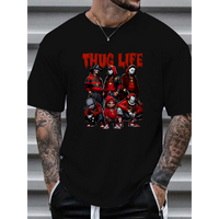 Men'S Plus Size 3D Digital Print T-Shirt, Casual Crew Neck Top, 100% Polyester Knit Fabric, Slight Stretch, Regular Fit, Mach...