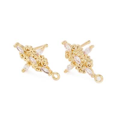 Brass Micro Pave Cubic Zirconia Stud Earrings Finding