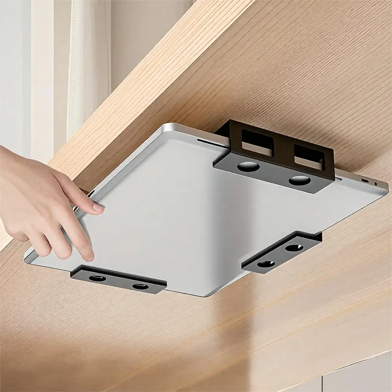 Under Desk Laptop Mount, 3 Counts/set Metal Under Desk Shelf Holder for Laptop, Adjustable Space Saving Desk Organizer for Ho...