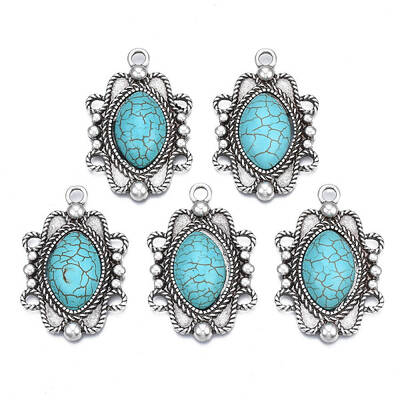 Synthetic Turquoise Pendants Settings for Enamel
