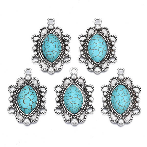 Synthetic Turquoise Pendants Settings for Enamel