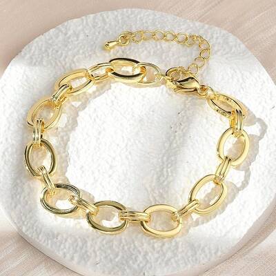 Brass Oval Link Chain Bracelets for Women Men