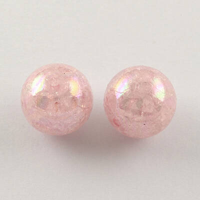 AB Color Transparent Crackle Round Acrylic Beads