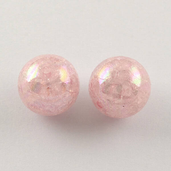 AB Color Transparent Crackle Round Acrylic Beads