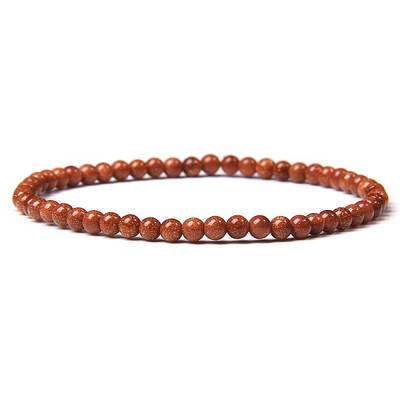 4mm Round Synthetic Goldstone Beads Bracelet for Men