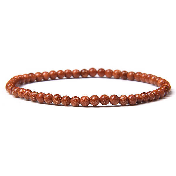 4mm Round Synthetic Goldstone Beads Bracelet for Men