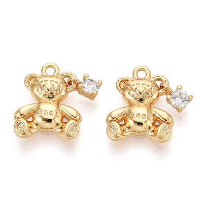 Brass Micro Pave Clear Cubic Zirconia Pendants