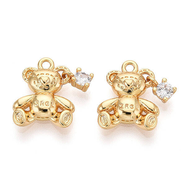 Brass Micro Pave Clear Cubic Zirconia Pendants