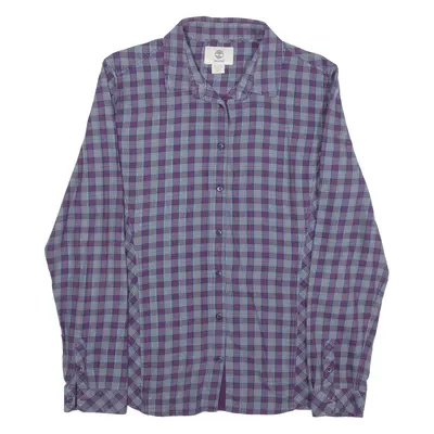 TIMBERLAND Slim Fit Flannel Shirt Purple Check Long Sleeve Womens XL