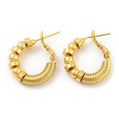 Rack Plating Brass Flat Round Beaded Hoop Earrings
