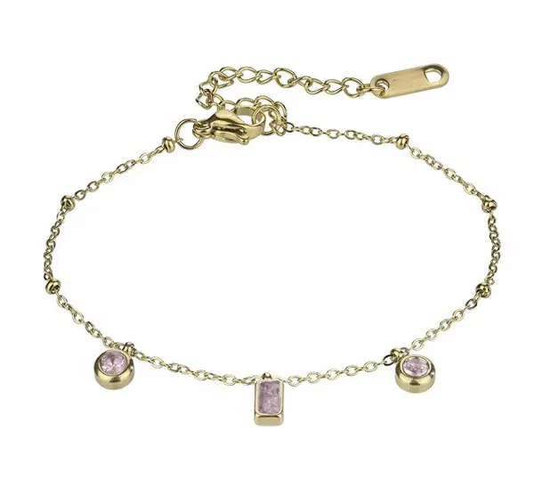 Emily Westwood Bracciale Placcato Oro Con Zirconi Rosa Chiaro Gabrielle Ewb24002G