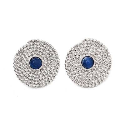 Rack Plating Flat Round Brass Stud Earrings