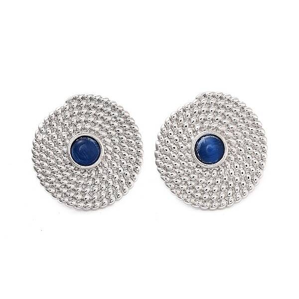 Rack Plating Flat Round Brass Stud Earrings