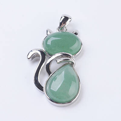 Natural Green Aventurine Kitten Pendants