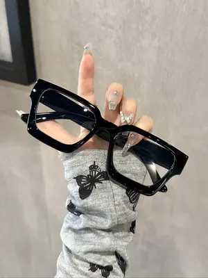 Unisex Simple Style Plain Color Square Frame Eyeglasses, Casual Trendy Eyeglasses for Everyday Use, Fashion Accessories for O...