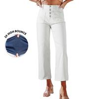 Sidefeel Women's Wide Leg Jeans High Waisted Zimbaplatinum Stretchy Straight Leg Jeans Buttoned Loose Denim Pants with Pocket
