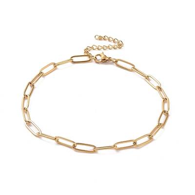 PVD Vacuum Plating 304 Stainless Steel Paperclip Chain Bracelet for Men Women