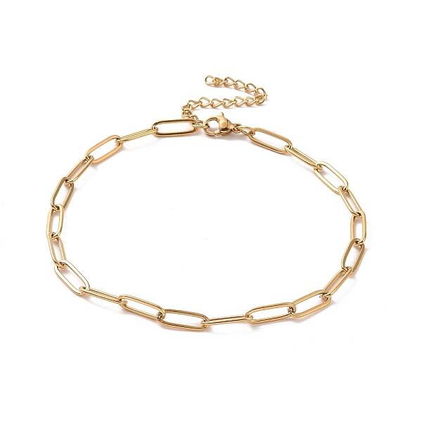 PVD Vacuum Plating 304 Stainless Steel Paperclip Chain Bracelet for Men Women