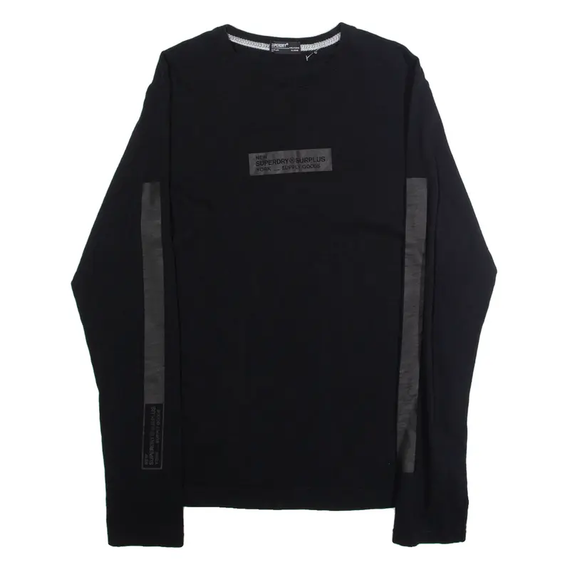 SUPERDRY Mens T-Shirt Black Long Sleeve USA XL