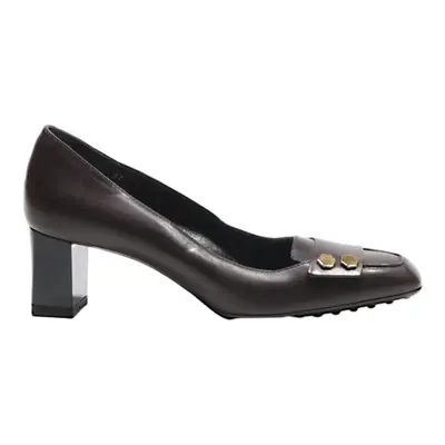 TODS Block Heels Maroon Leather Womens UK 4