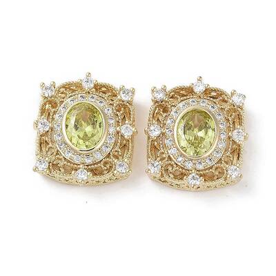 Brass Micro Pave Cubic Zirconia Beads