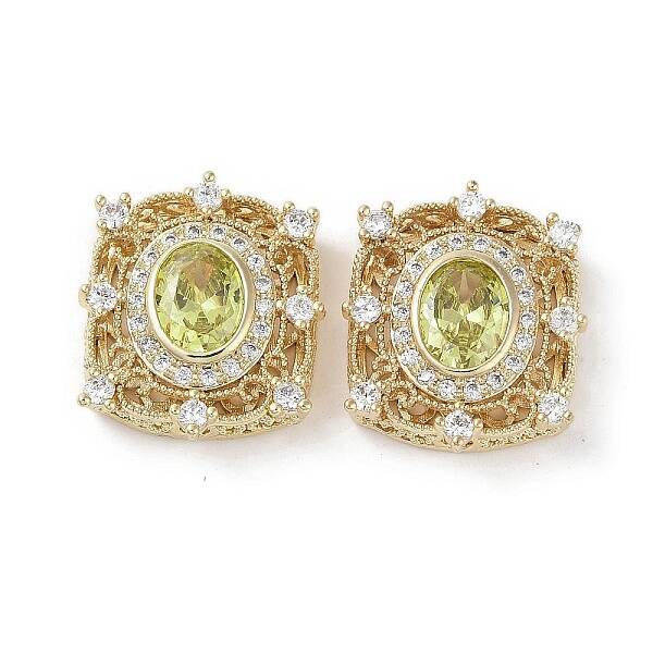 Brass Micro Pave Cubic Zirconia Beads