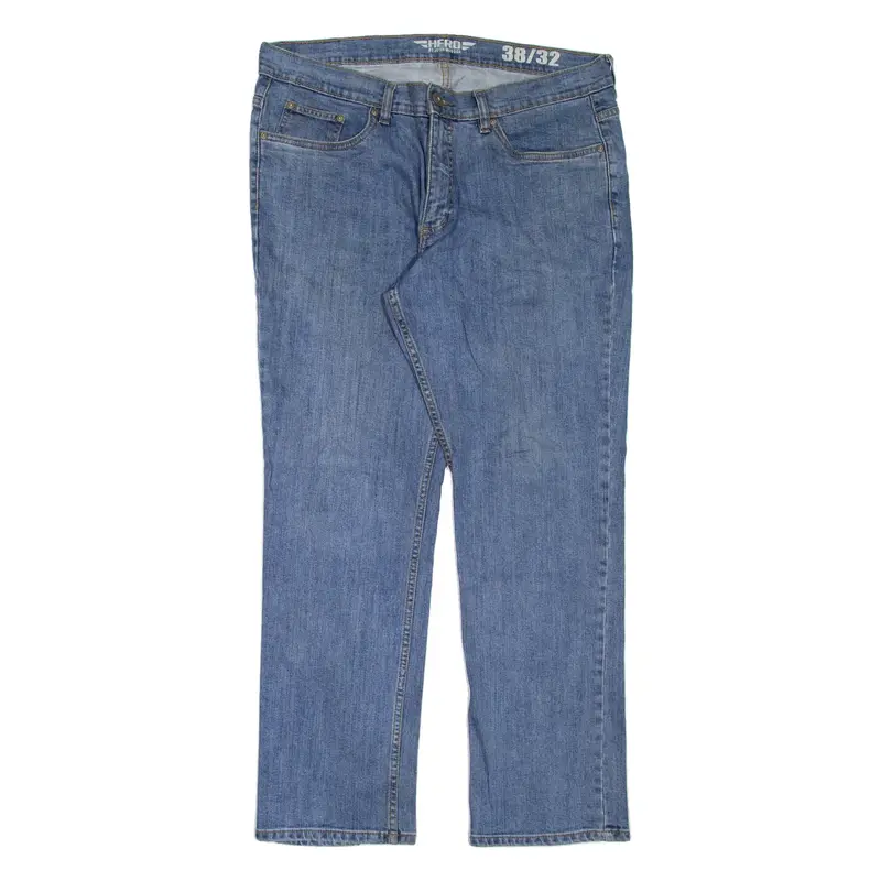 HERO Mens Jeans Blue Regular Straight W38 L32