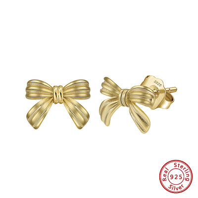 925 Sterling Silver Bowknot Stud Earrings