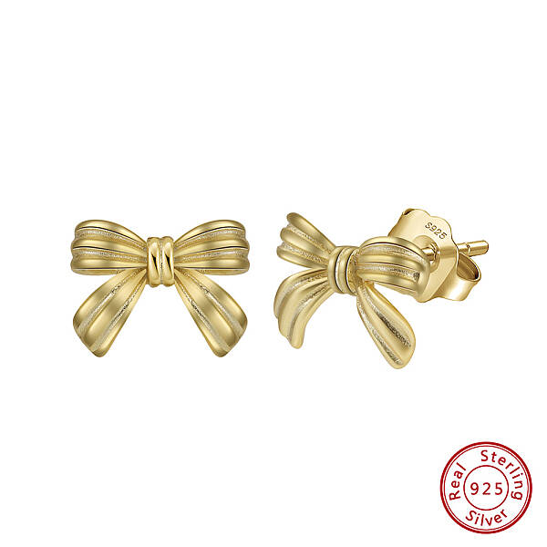 925 Sterling Silver Bowknot Stud Earrings