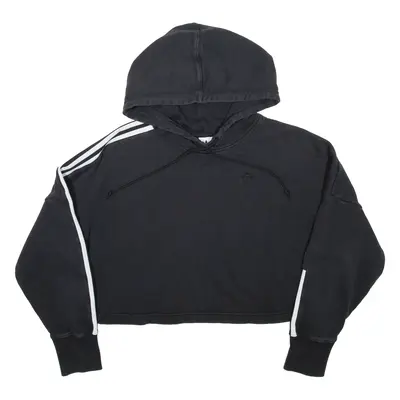 ADIDAS Cropped Womens Black Hoodie UK 10