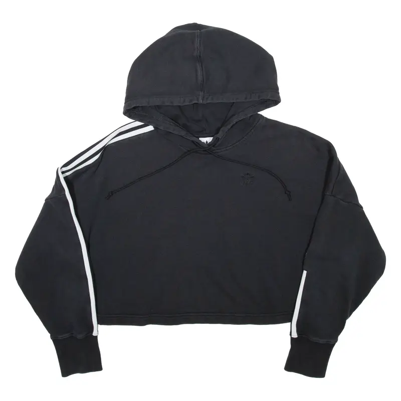 ADIDAS Cropped Womens Black Hoodie UK 10
