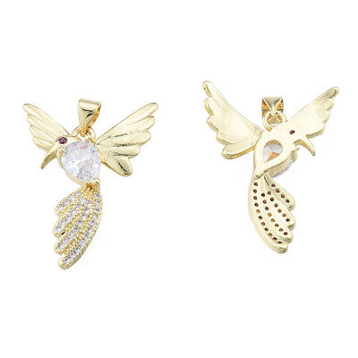 Brass Micro Pave Clear Cubic Zirconia Pendants