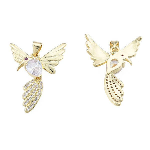 Brass Micro Pave Clear Cubic Zirconia Pendants