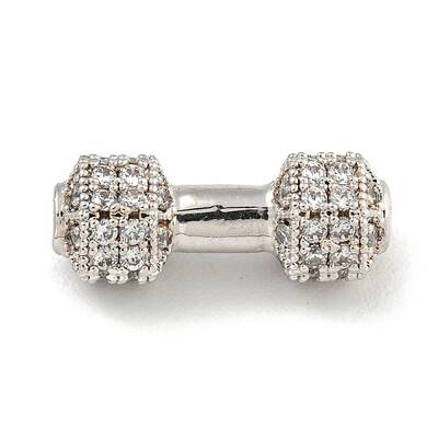 Brass Micro Pave Clear Cubic Zirconia Beads