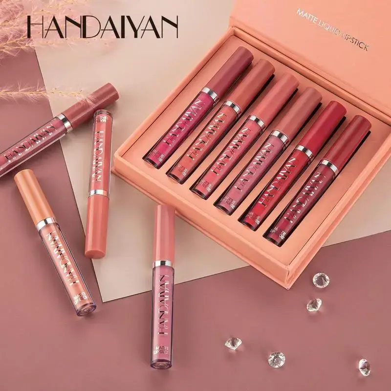 HANDAIYAN 6Pcs Matte Liquid Lipstick Set - Long Lasting & High Pigmented | Nude Lip Stain Makeup Kit - Waterproof, Non-Stick ...