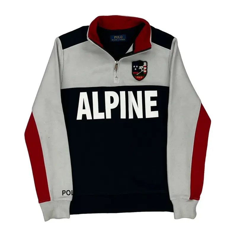 Alpine Polo By Ralph Lauren Graphic 1/4 Zip - XS Black Cotton