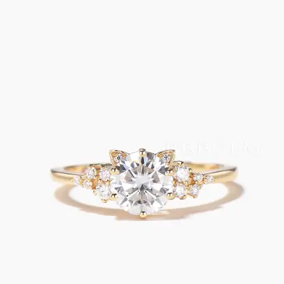 Round Cut Lab-grown Diamond Cat Engagement Ring Igi Certificate Ring