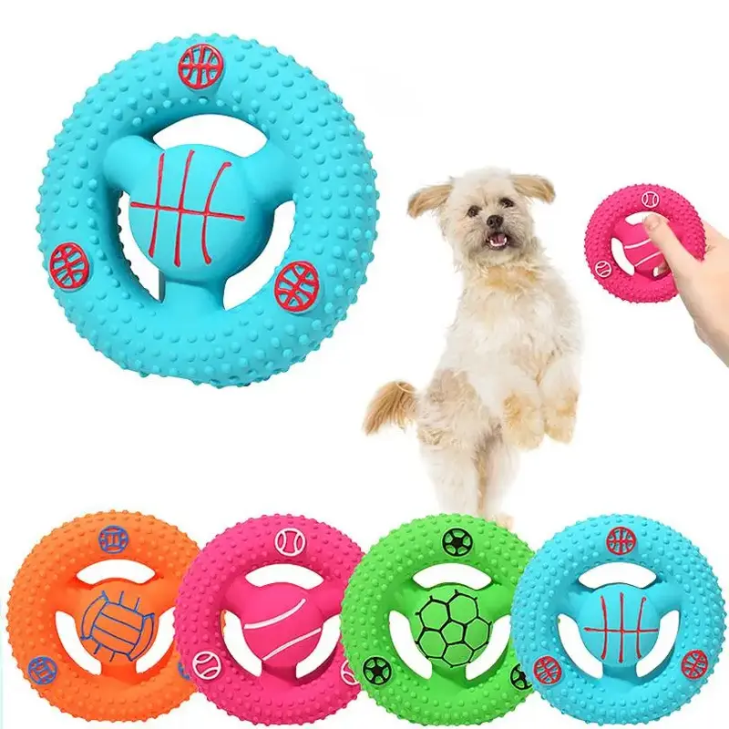 Frisbee Design Dog Chew Toy, 1 Count Pet Interactive Squeaky Toy, Pet Teething Toy, Dog Teeth Cleaning Toy, Funny Gifts for D...