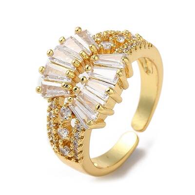 Rack Plating Brass Cubic Zirconia Open Cuff Rings